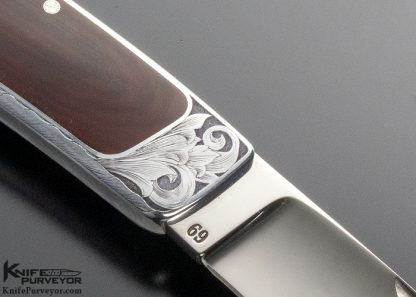 Ron Lake Custom Knife Burgundy Micarta & Aluminum Interframe Tail Lock Engraved in 1971 - Image 4