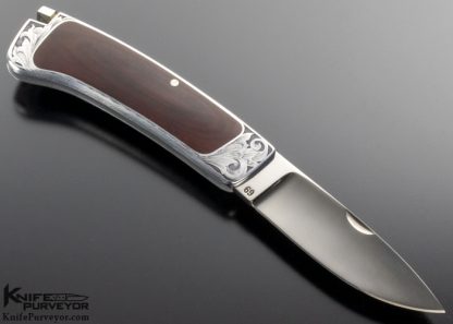 Ron Lake Custom Knife Burgundy Micarta & Aluminum Interframe Tail Lock Engraved in 1971 - Image 3