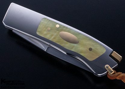 Ron Lake Custom Knife "El Dorado" Gold Lip Pearl Interframe Tail Lock - Image 5