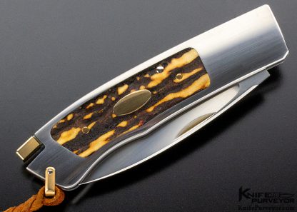 Ron Lake Custom Knife 2007 AKI Catalog Cover Knife Tail Lock with 14 Kt Gold Tab Release Stag Double Signature and Double Gold Escutcheons Double Nail Nick - Image 5