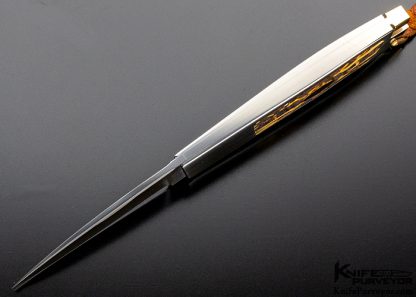 Ron Lake Custom Knife 2007 AKI Catalog Cover Knife Tail Lock with 14 Kt Gold Tab Release Stag Double Signature and Double Gold Escutcheons Double Nail Nick - Image 6