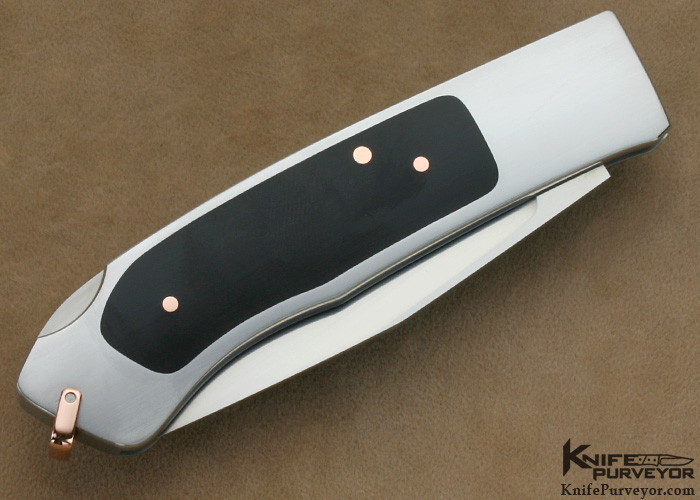 Ron Lake Custom Knife Cape Buffalo Horn Large Sierra with Rose Gold Bale - Image 3