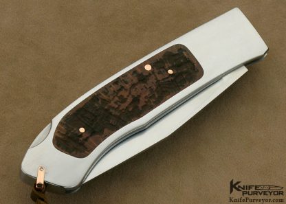 Ron Lake Custom Knife Jumbo Sierra Lockback Pipe Briar Wood Interframe with Rose Gold Pins, Escutcheon & Bail - Image 3