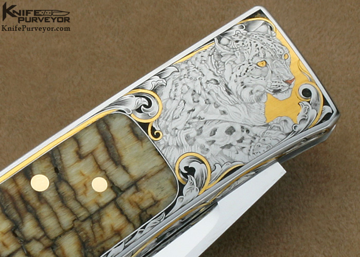 Ron Lake Custom Knife Presentation Grade Big Horn Sheep Horn Sierra Engraved by Ray Cover Jr. - Image 4