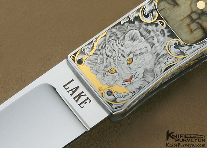 Ron Lake Custom Knife Presentation Grade Big Horn Sheep Horn Sierra Engraved by Ray Cover Jr. - Image 2
