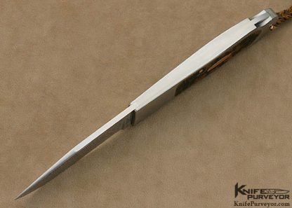 Ron Lake Custom Knife Jumbo Sierra Lockback Pipe Briar Wood Interframe with Rose Gold Pins, Escutcheon & Bail - Image 5