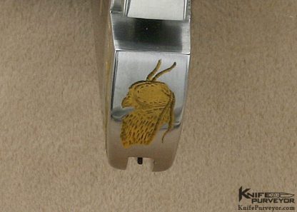 Ron Lake Custom Knife Aldo Rizzini Engraved Exotic Material Interframe Stainless Steel Tail Lock - Image 8