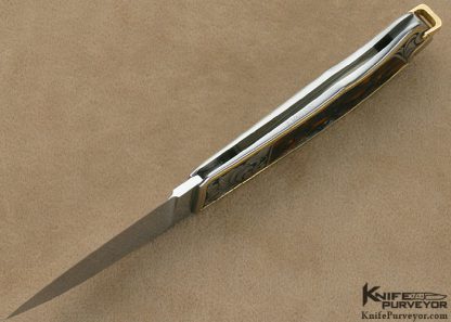 Ron Lake Custom Knife Amber Stag Tail Lock Engraved by Julie Warenski - Image 9