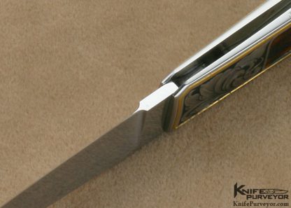 Ron Lake Custom Knife Amber Stag Tail Lock Engraved by Julie Warenski - Image 8