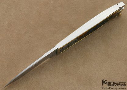 Ron Lake Custom Knife Amber Stag Tail Lock Engraved by Julie Warenski - Image 6