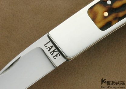 Ron Lake Custom Knife Amber Stag Sterling Silver Watch Pocket with 14 Kt Gold Tail Lock and 14 Kt Gold Bale - Image 2