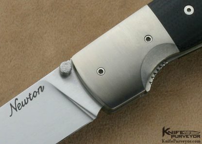 Ron Newton Custom Knife ATS-34, Titanium & Black Micarta Linerlock - Image 2