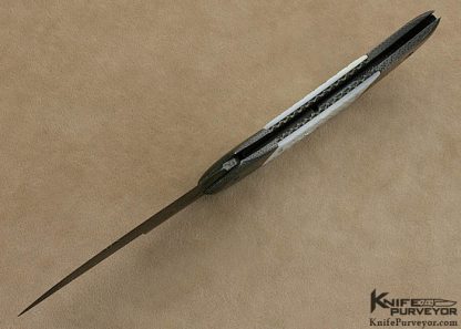Ron Newton Custom Knife Piqued Mother of Pearl Shell & Sole Authorship Damascus Scale Release Automatic - Image 5