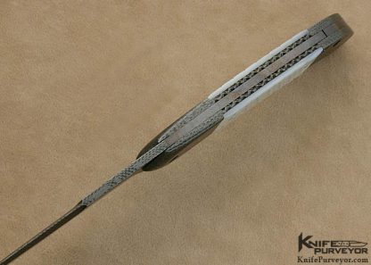 Ron Newton Custom Knife Piqued Mother of Pearl Shell & Sole Authorship Damascus Scale Release Automatic - Image 4