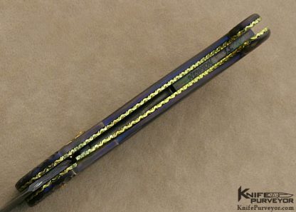 Ron Newton Custom Knife "JS" Sole Authorship Blued Damascus Award Winning "Seahorse" Automatic Linerlock - Image 7