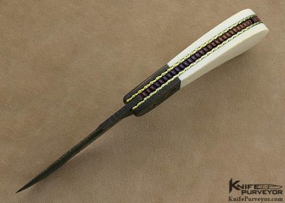 Ron Newton Custom Knife Charles Schultz Tribute "Snoopy" Damascus & Preban Elephant Ivory Scale Release Automatic - Image 5