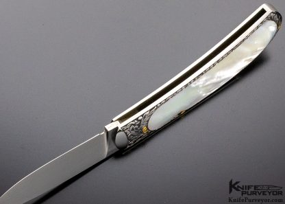Steve Hoel Custom Knife Ron Skaggs Engraved Mother of Pearl Lockback - Image 7