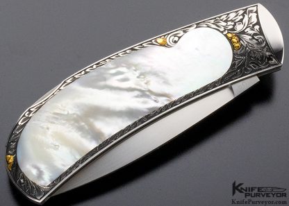 Steve Hoel Custom Knife Ron Skaggs Engraved Mother of Pearl Lockback - Image 5