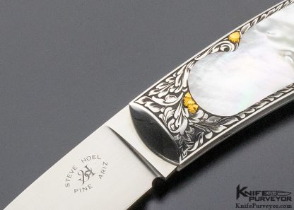 Steve Hoel Custom Knife Ron Skaggs Engraved Mother of Pearl Lockback - Image 2