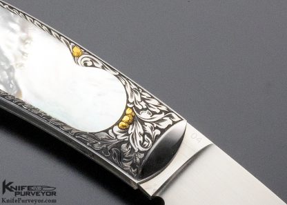 Steve Hoel Custom Knife Ron Skaggs Engraved Mother of Pearl Lockback - Image 4