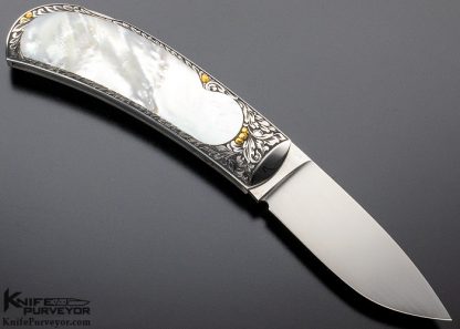 Steve Hoel Custom Knife Ron Skaggs Engraved Mother of Pearl Lockback - Image 3