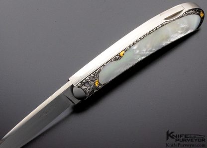 Steve Hoel Custom Knife Ron Skaggs Engraved Mother of Pearl Lockback - Image 6