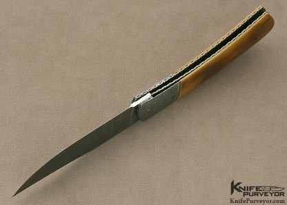 Kyle Royer Custom Knife Sole Authorship Damascus with 24Kt Gold Inlays Linerlock - Image 5
