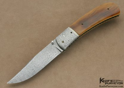 Kyle Royer Custom Knife Sole Authorship Damascus with 24Kt Gold Inlays Linerlock