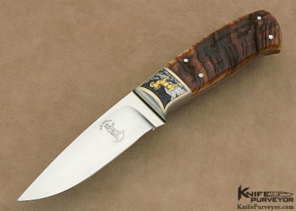Russell Easler Custom Knife Engraved Ram's Horn Hunter