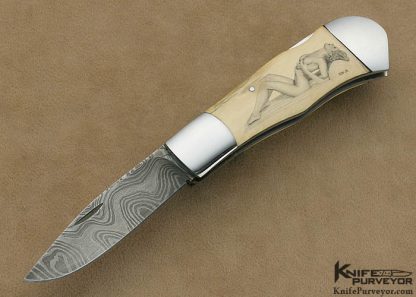 Russell Easler Custom Knife Mammoth Ivory Lockback Scrimmed by Ron Luebke Jr.