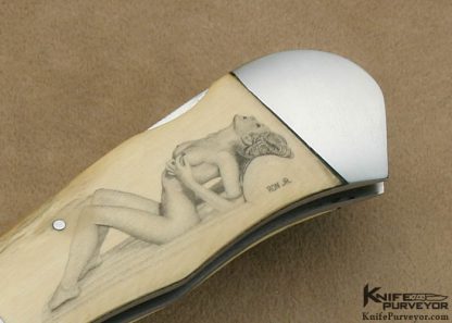 Russell Easler Custom Knife Mammoth Ivory Lockback Scrimmed by Ron Luebke Jr. - Image 3