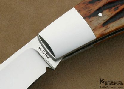 Rusty Preston Custom Knife Amber Jigged Bone Single Blade Trapper Slip Joint - Image 2