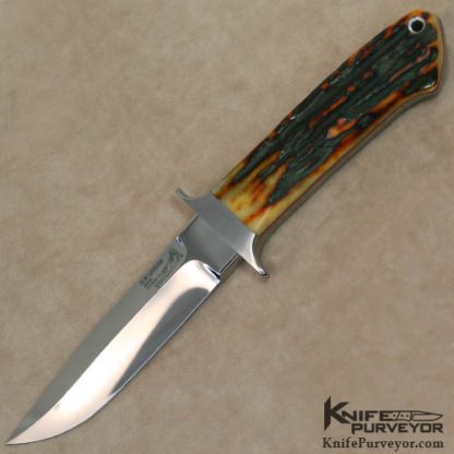 Bob Loveless Custom Knife Double Nude Logo Amber Stag Pinless Mini Wilderness