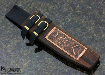 Ryu Lim Custom Knife Japanese Hunting Knife with Black Walnut and Buffalo Horn Spacer, Copper Cap - Image 6