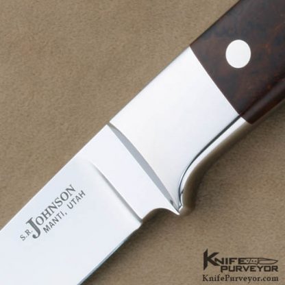 S.R. Johnson Custom Knives Desert Ironwood Classic Hunter with Thong Hole and Double Signatures - Image 2