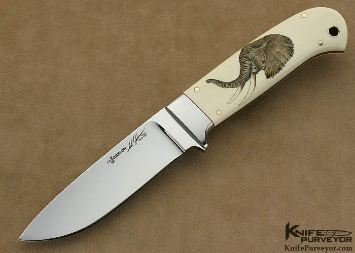 S.R. Johnson Custom Knives Africa's Big Five Set of 5 Hunters Color Scrimshawed by Ron Skaggs - Image 4