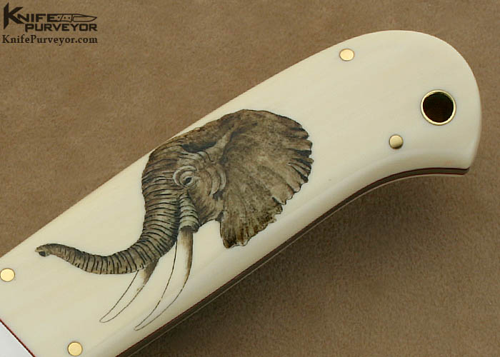 S.R. Johnson Custom Knives Africa's Big Five Set of 5 Hunters Color Scrimshawed by Ron Skaggs - Image 9