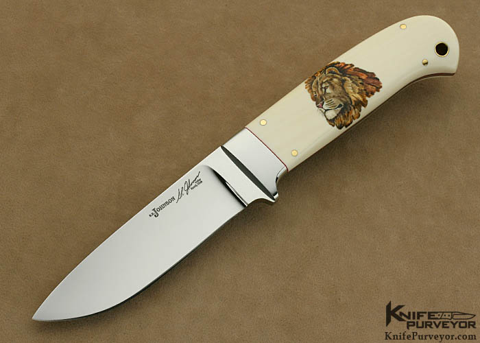 S.R. Johnson Custom Knives Africa's Big Five Set of 5 Hunters Color Scrimshawed by Ron Skaggs - Image 8