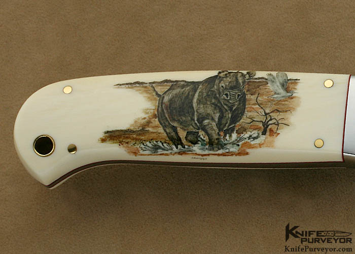 S.R. Johnson Custom Knives Africa's Big Five Set of 5 Hunters Color Scrimshawed by Ron Skaggs - Image 17