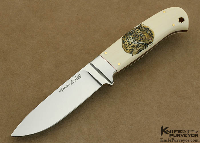 S.R. Johnson Custom Knives Africa's Big Five Set of 5 Hunters Color Scrimshawed by Ron Skaggs - Image 7