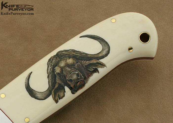 S.R. Johnson Custom Knives Africa's Big Five Set of 5 Hunters Color Scrimshawed by Ron Skaggs - Image 11