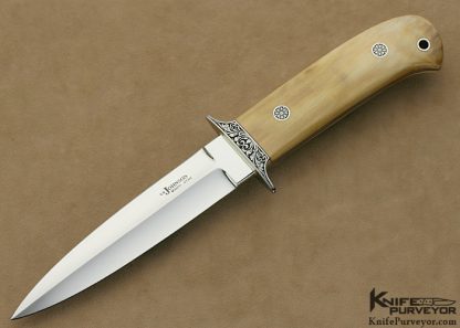 S.R. Johnson Custom Knife Julie Warenski Engraved Mammoth Ivory Fighter