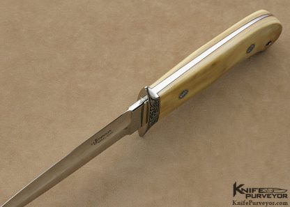 S.R. Johnson Custom Knife Julie Warenski Engraved Mammoth Ivory Fighter - Image 3
