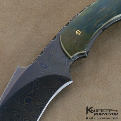 Stan Wilson Custom Knives Blue Blued Todd Fischer Damascus Neck Knife - Image 2