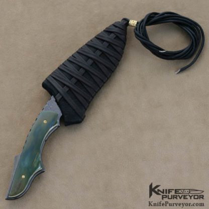 Stan Wilson Custom Knives Blue Blued Todd Fischer Damascus Neck Knife - Image 3