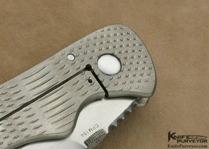 Sal Manaro Custom Knife Bullseye Textured Titanium Frame Lock with the Arrow Grind - Image 4