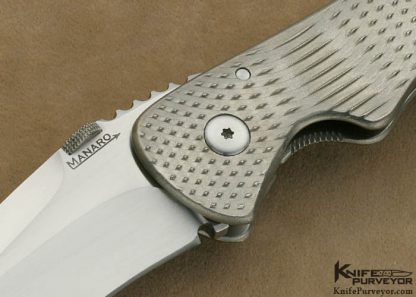 Sal Manaro Custom Knife Bullseye Textured Titanium Frame Lock with the Arrow Grind - Image 2