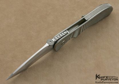Sal Manaro Custom Knife Bullseye Textured Titanium Frame Lock with the Arrow Grind - Image 6