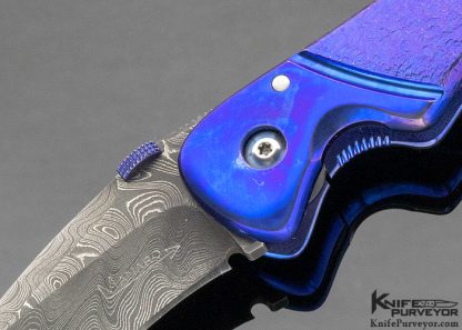 Sal Manaro Custom Knife Textured Titanium and Damascus Frame Lock - Image 2