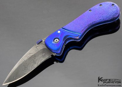 Sal Manaro Custom Knife Textured Titanium and Damascus Frame Lock